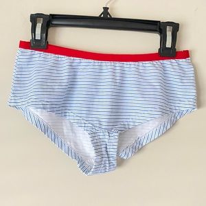 HUE Women’s Red Blue Stripes Hiphuggers Panty - M - New without Tags